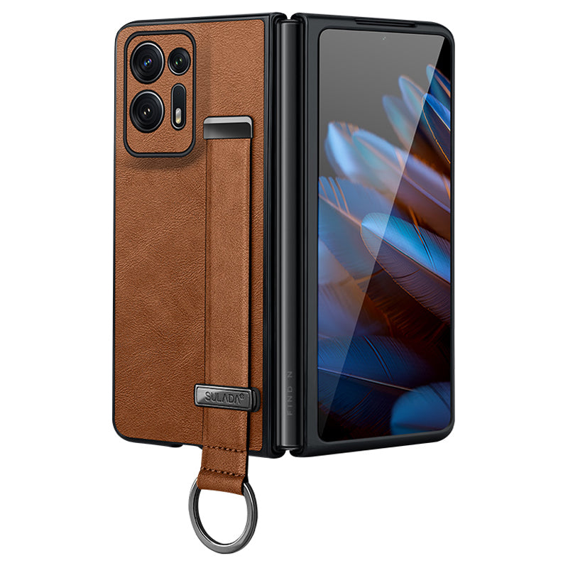 SULADA Fashion Series For Oppo Find N2 5G Crazy Horse Texture Phone Case Leather Coated PC TPU Anti-drop Cover with Wristband Kickstand SULADA Fashion Series For Oppo Find N2 5G Crazy Horse Texture Phone Case Leather Coated PC TPU Anti-drop Cover with Wristband Kickstand